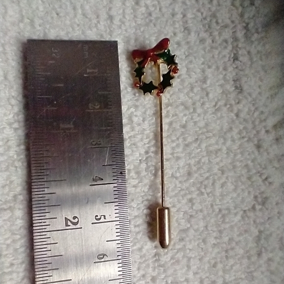 Christmas wreath pin goldtone approx. 2.5 - Picture 2 of 3